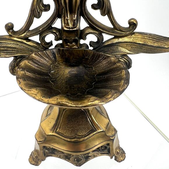 Antique Standing Crucifix Candelabra Holy Water Holder Sick Visit Last Rights - Picture 3 of 9